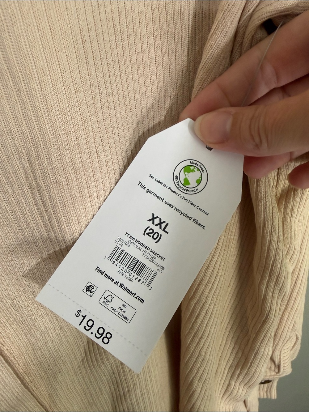 Light Blush Hooded Utility Shacket with Button Front - Picture 2 of 5